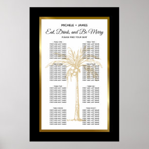 Tableau de mariage Palmier Or Tropical