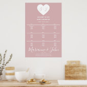 Tableau de mariage rose cœur simple Logo (Cuisine)