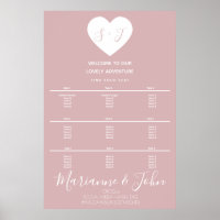 Tableau de mariage rose cœur simple Logo
