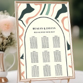 Tableau de mariage Rose Rétro à Arc en Vert Menthe