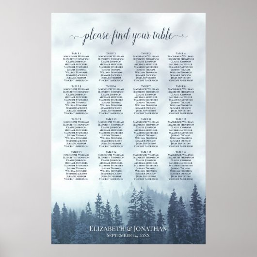 Tableau de mariage rustique à 16 tables dans la fo (Devant)