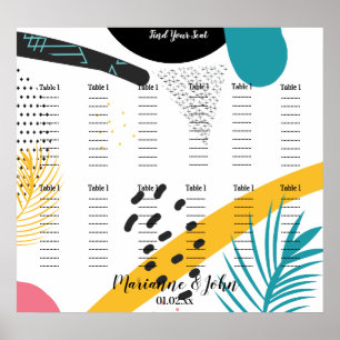 Tableau de mariage tropical en collage abstrait