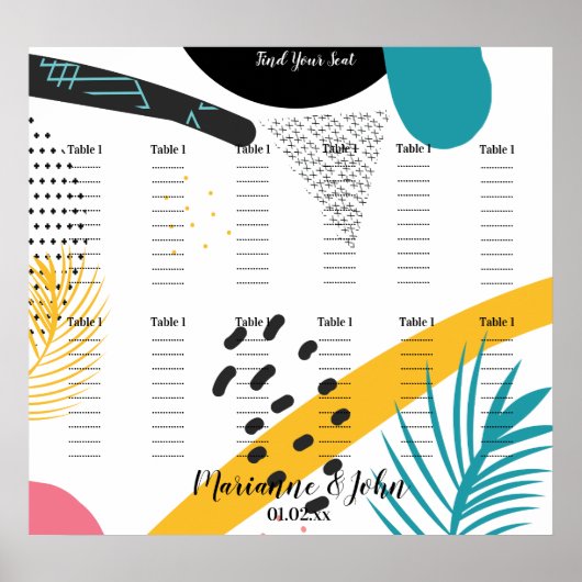 Tableau de mariage tropical en collage abstrait (Devant)