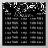 Tableau de Mariage Typographie Noir Blanc (Devant)