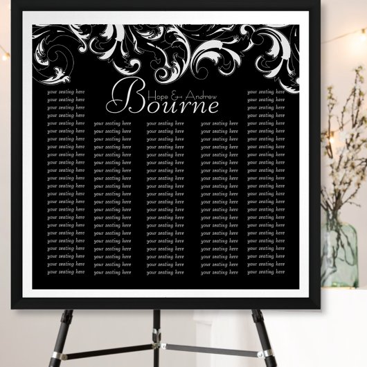 Tableau de Mariage Typographie Noir Blanc