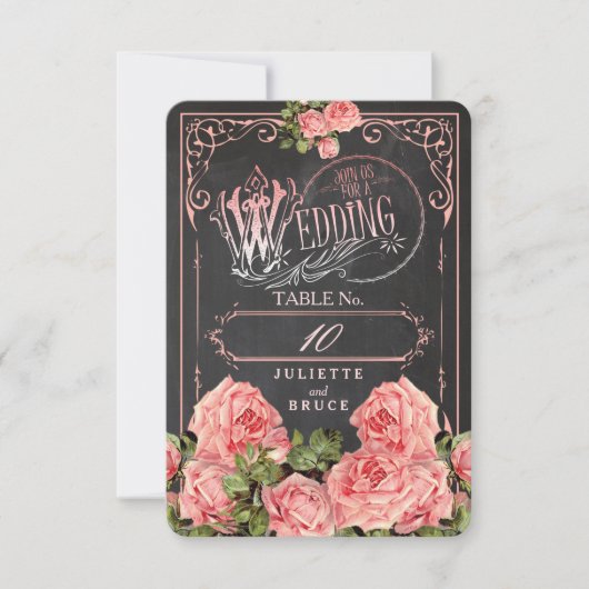 Tableau de mariage vintage - Carte de placement (Devant)