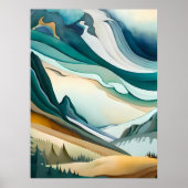 tableau de montagne pin bleu abstrait (Devant)