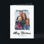 Tableau de Noël moderne | Carte photo de vacances<br><div class="desc">Un design moderne de joli script de typographie à travers le bas de la carte et dit "Joyeux Noël" en noir sur un arrière - plan blanc. Dispose d'une belle photo de votre famille heureuse sur un contour photo peint effet. A l'intérieur de la carte, il y a de la...</div>
