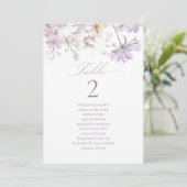 Tableau de numéros de table à fleurs élégant viole (Debout devant)