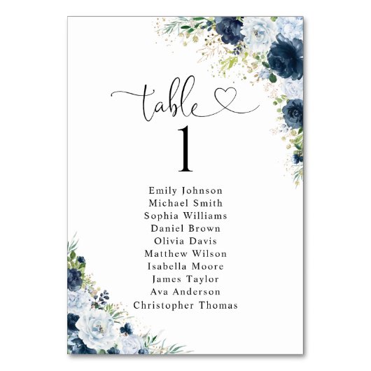 Tableau de numéros de table à fleurs Navy Blue pou (Par défaut)