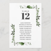 Tableau de numéros de table à fleurs vert olive (Dos)