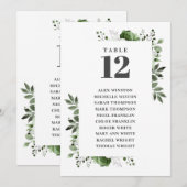 Tableau de numéros de table à fleurs vert olive (Devant / Derrière)