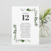 Tableau de numéros de table à fleurs vert olive (Debout devant)