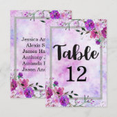 Tableau de numéros de table à fleurs violettes et (Devant / Derrière)