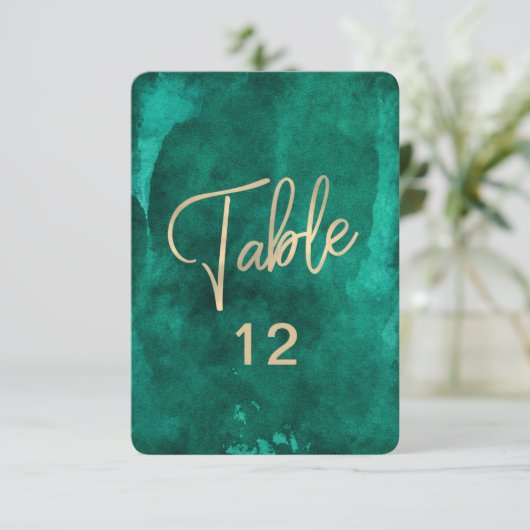 Tableau de numéros de table à l'aquarelle vert éme (Debout devant)
