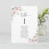 Tableau de numéros de table avec des roses roses p (Debout devant)