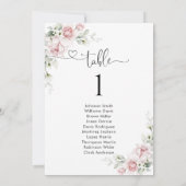 Tableau de numéros de table avec des roses roses p (Dos)