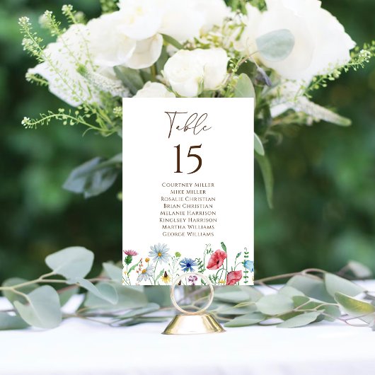 Tableau de numéros de table de jardin de fleurs sa