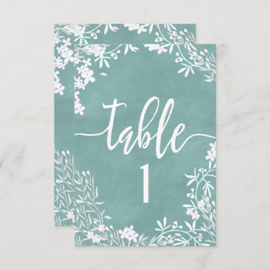 Tableau de numéros de table de mariage à fleurs bl (Devant / Derrière)