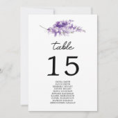 Tableau de numéros de table de mariage à la lavand (Devant)