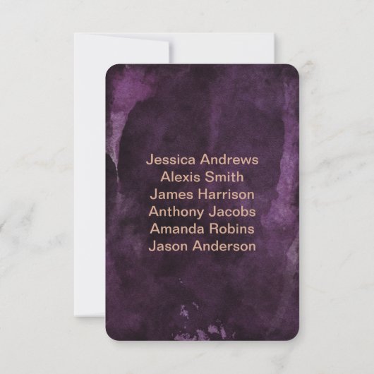 Tableau de numéros de table de mariage Rose Gold e (Dos)