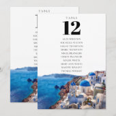 Tableau de numéros de table de Santorin Grèce (Devant / Derrière)