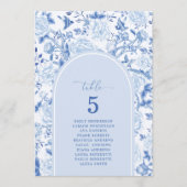 Tableau de numéros de table en chinoiserie bleu bl (Devant)