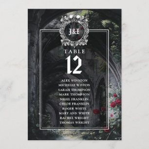 Tableau de numéros de table floral avec ruines got