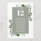 Tableau de numéros de table floraux vert sauge pou (Dos)