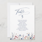 Tableau de numéros de table rustique Navy Wildflow (Devant)