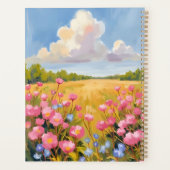 Tableau de paysage de champ de fleurs roses (Dos)