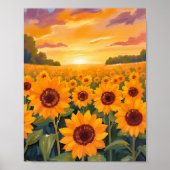 Tableau de paysage de coucher de soleil dans un ch (Devant)