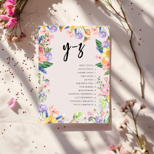 Tableau de placement Alphabet Fleur Sauvage Carte