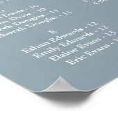 Tableau de placement alphabétique de mariage bleu (Coin)