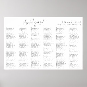 Tableau de placement alphabétique de mariage minim