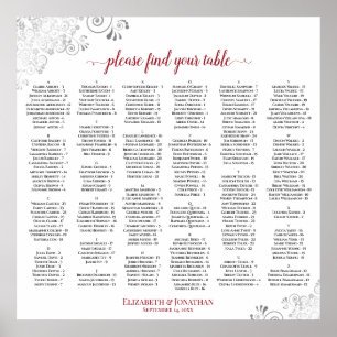 Tableau de placement alphabétique de mariage Silve