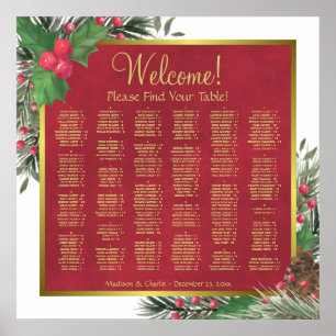 Tableau de placement alphabétique de Noël au houx 
