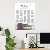 Tableau de placement alphabétique élégant rose pou (Bureau à domicile)