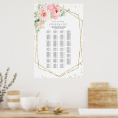 Tableau de placement alphabétique floral rose mode (Cuisine)