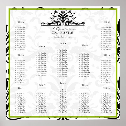 Tableau de placement Apple Green & Black Bumble 12 (Devant)