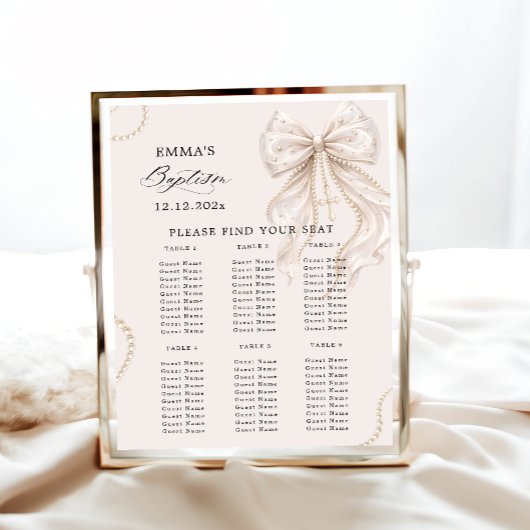 Tableau de placement Baptême Coquette Nœud et Perl