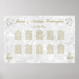 Tableau de placement Cloches de mariage et Flûtes