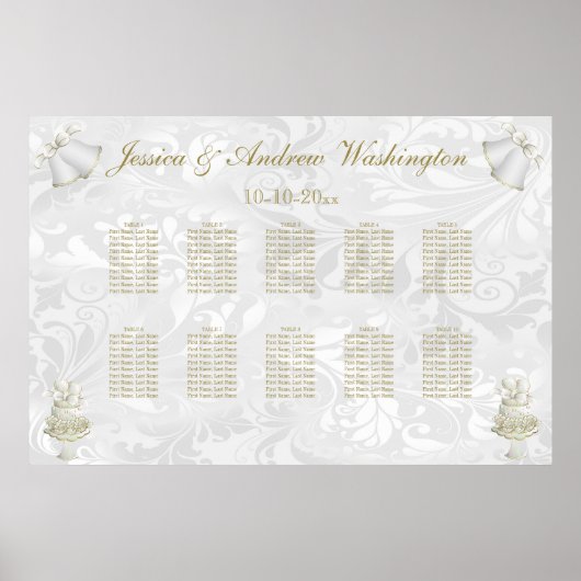 Tableau de placement Cloches de mariage et Flûtes (Devant)