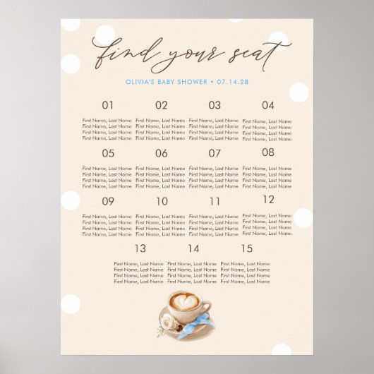 Tableau de placement de Baby Shower pour garçon in (Devant)