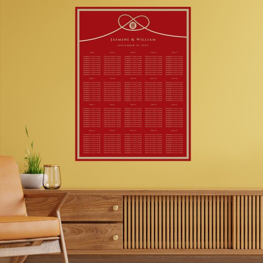 Tableau de placement de mariage 囍 Double Bonheur N (Salon 2)