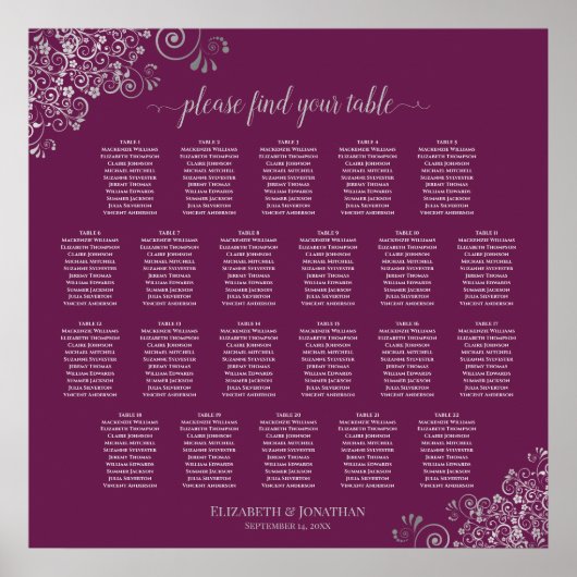Tableau de placement de mariage 22 tables argent c (Devant)