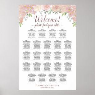 Tableau de placement de mariage 23 tables Roses ro