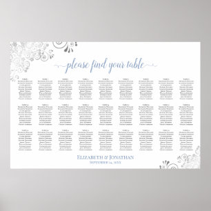 Tableau de placement de mariage 27 tables Bleu pou