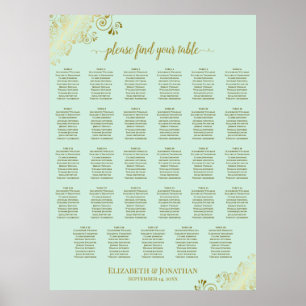 Tableau de placement de mariage 29 tables Vert Men