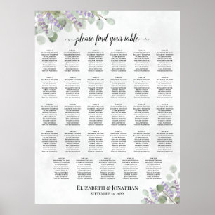 Tableau de placement de mariage à 29 tables Lavand